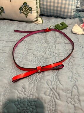 kate spade red and pink leather skinny bow belt